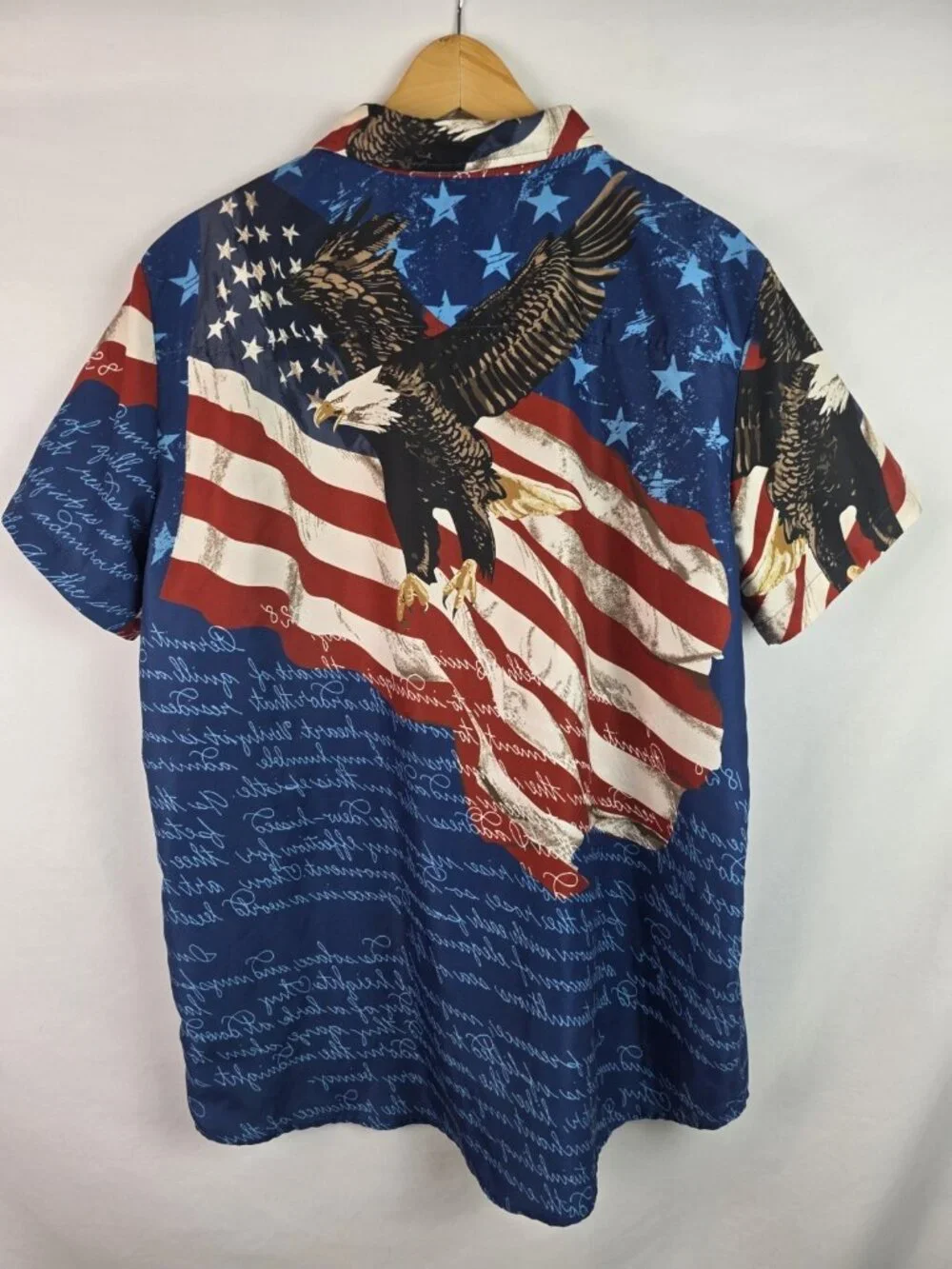 Arvil Hill Mens Shirt Size Large Blue Patriotic USA America Flag Button Down Top